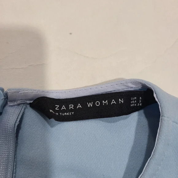 Zara Women's Cold Shoulder Ruffle Skater Mini Dress‎ Fit and Flare Blue Small - Picture 11 of 12
